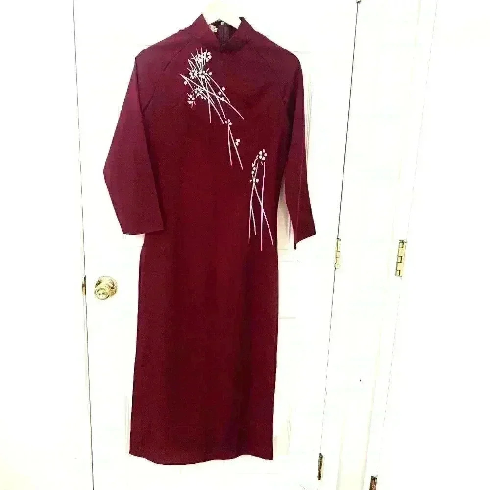 NWT CHINESE TRADITIONAL STYLE LONG SLEEVE DRESS SIZE LARGE